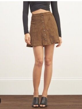 Abercrombie & Fitch Faux Suede Button-Front Mini Skirt